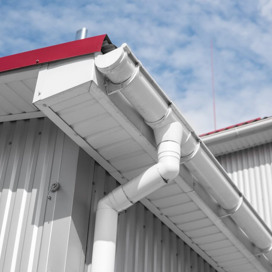 guttering repair and replacement close up blue sky