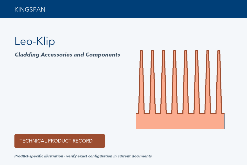 Technical product illustration for Kingspan Leo-Klip