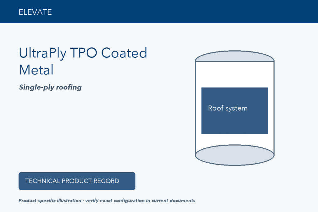 Technical product illustration for Elevate UltraPly TPO Coated Metal