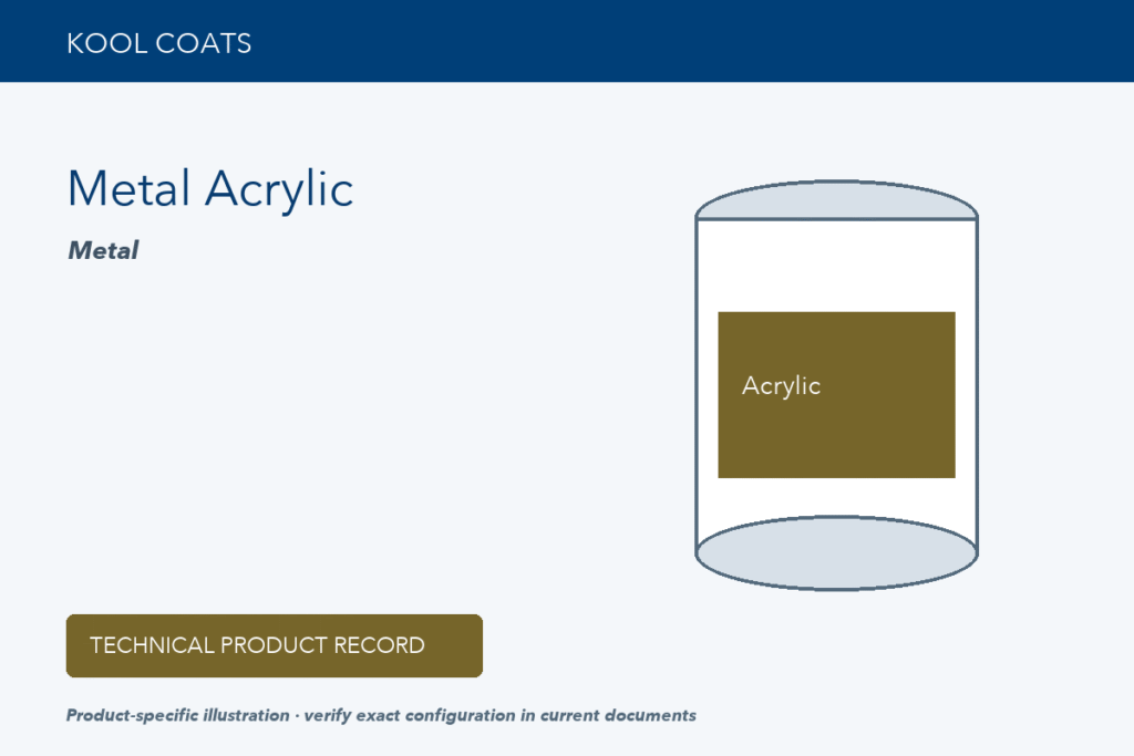 Technical product illustration for Kool Coats Metal Acrylic