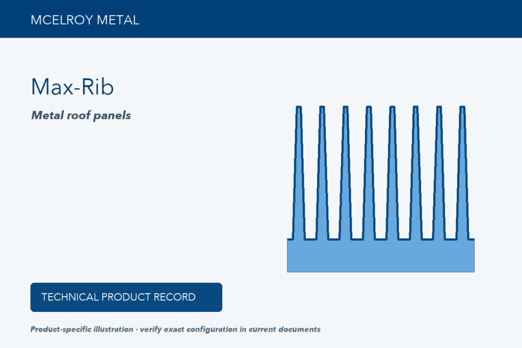 Technical product illustration for McElroy Metal Max-Rib