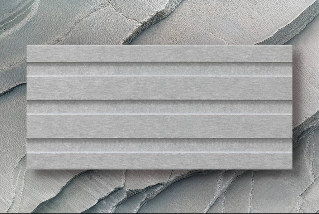 Swisspearl Patina Inline NXT fiber cement façade panel sample showing its surface