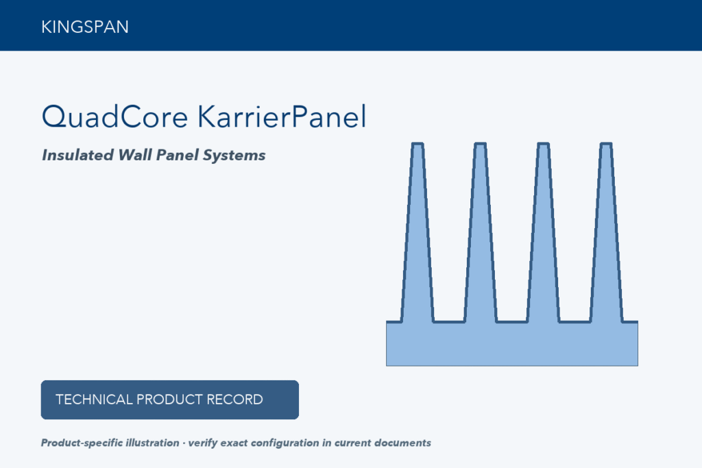 Technical product illustration for Kingspan QuadCore KarrierPanel