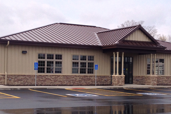 Representative McElroy R-Panel ribbed metal roof on a public building