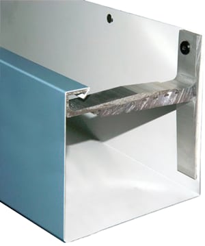 Rendering of a Metal-Era Seal-Tite WR Gutter section with a hanger