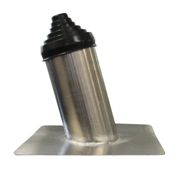 Menzies Multi-Flash Insulated Pipe Flashing with a metal jacket and a rubber top on a flat base