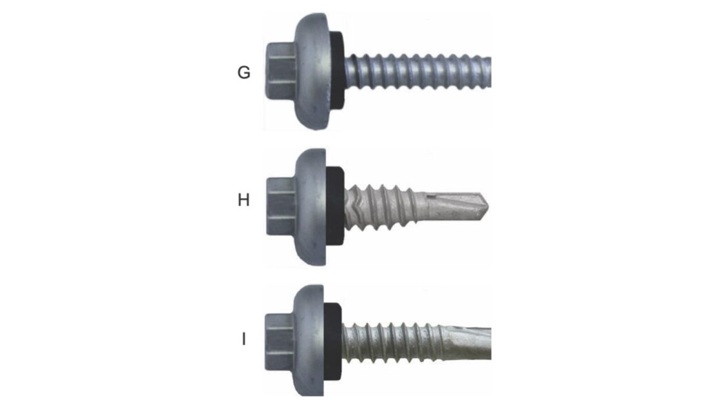 Zinc cap head self-drilling screws with EPDM sealing washers in several lengths and points