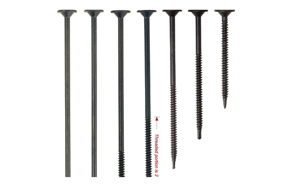 Row of seven black CONCEALOR pancake head screws in increasing lengths